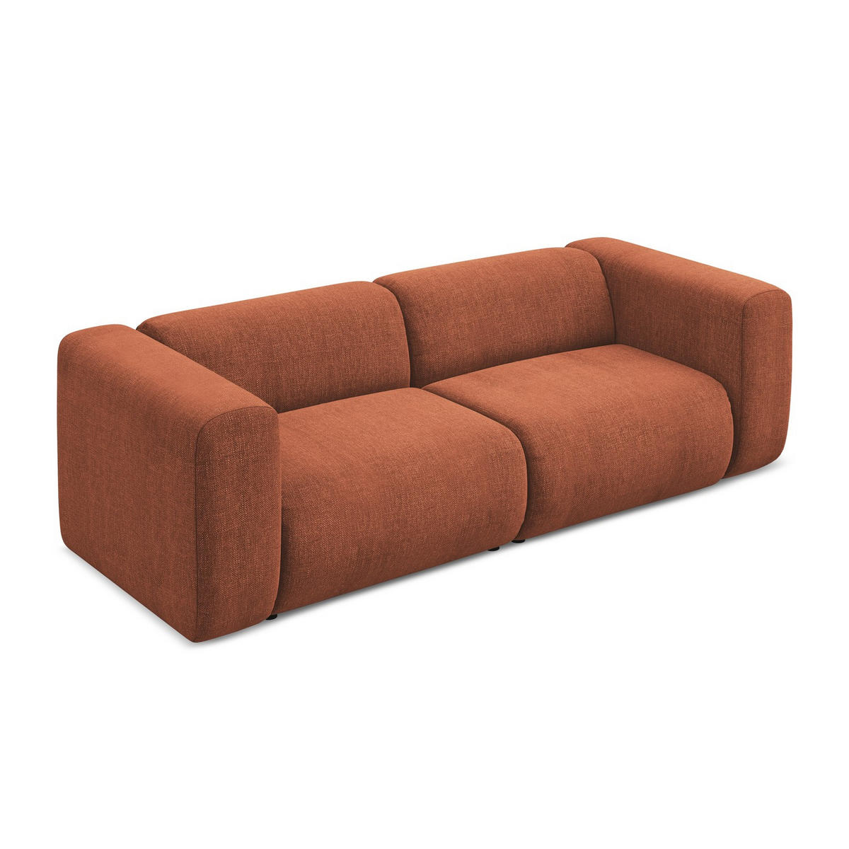 3-SITZER SOFA Chenille Stoff Orange - Terracotta/Schwarz, Kunststoff/Textil (228/70/89cm) - LaMiaSofa