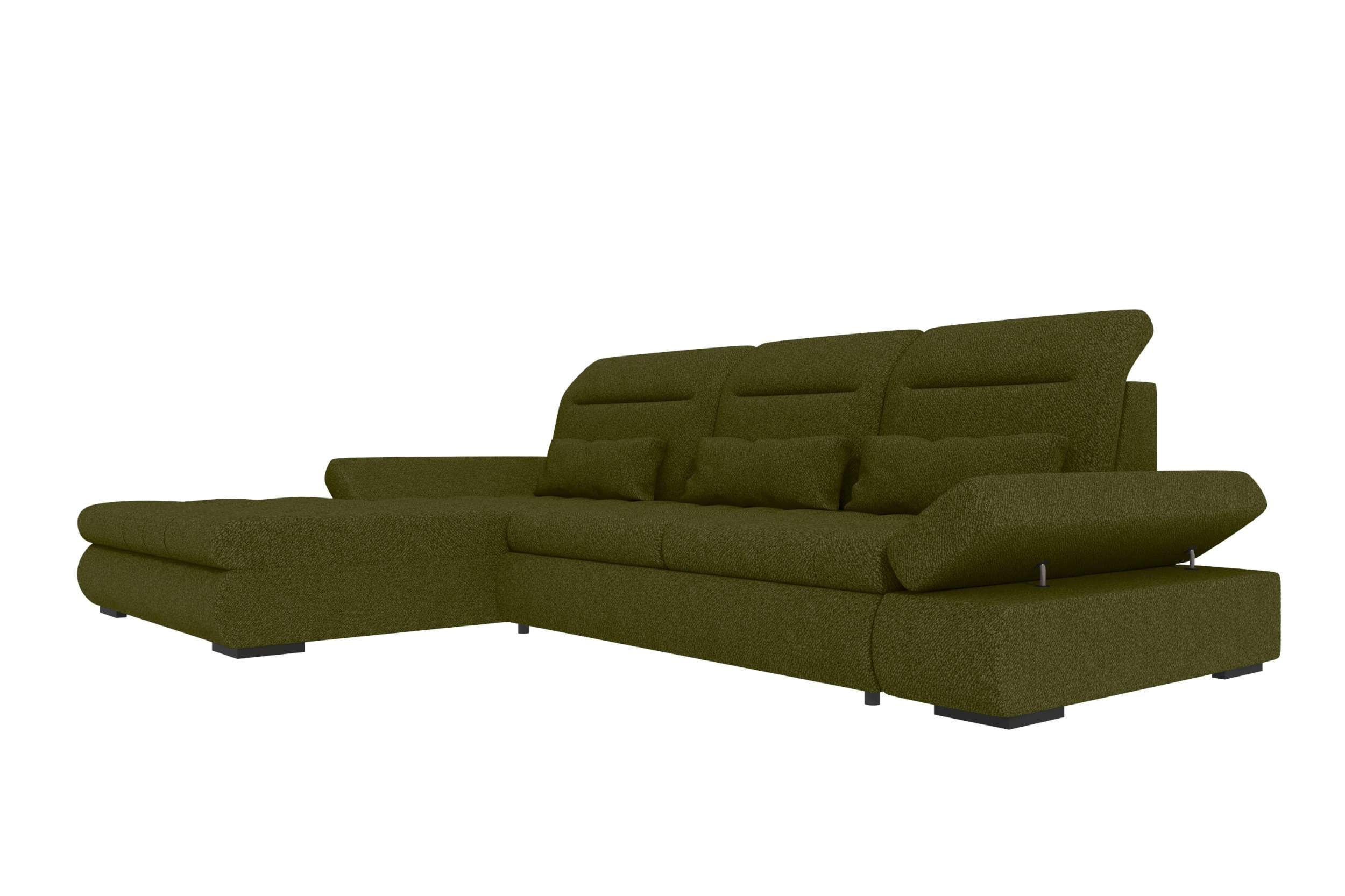 ECKSOFA Toscana Plus Strukturstoff inkl. Schlaffunktion - Grün, Textil (179/300cm) - 99rooms