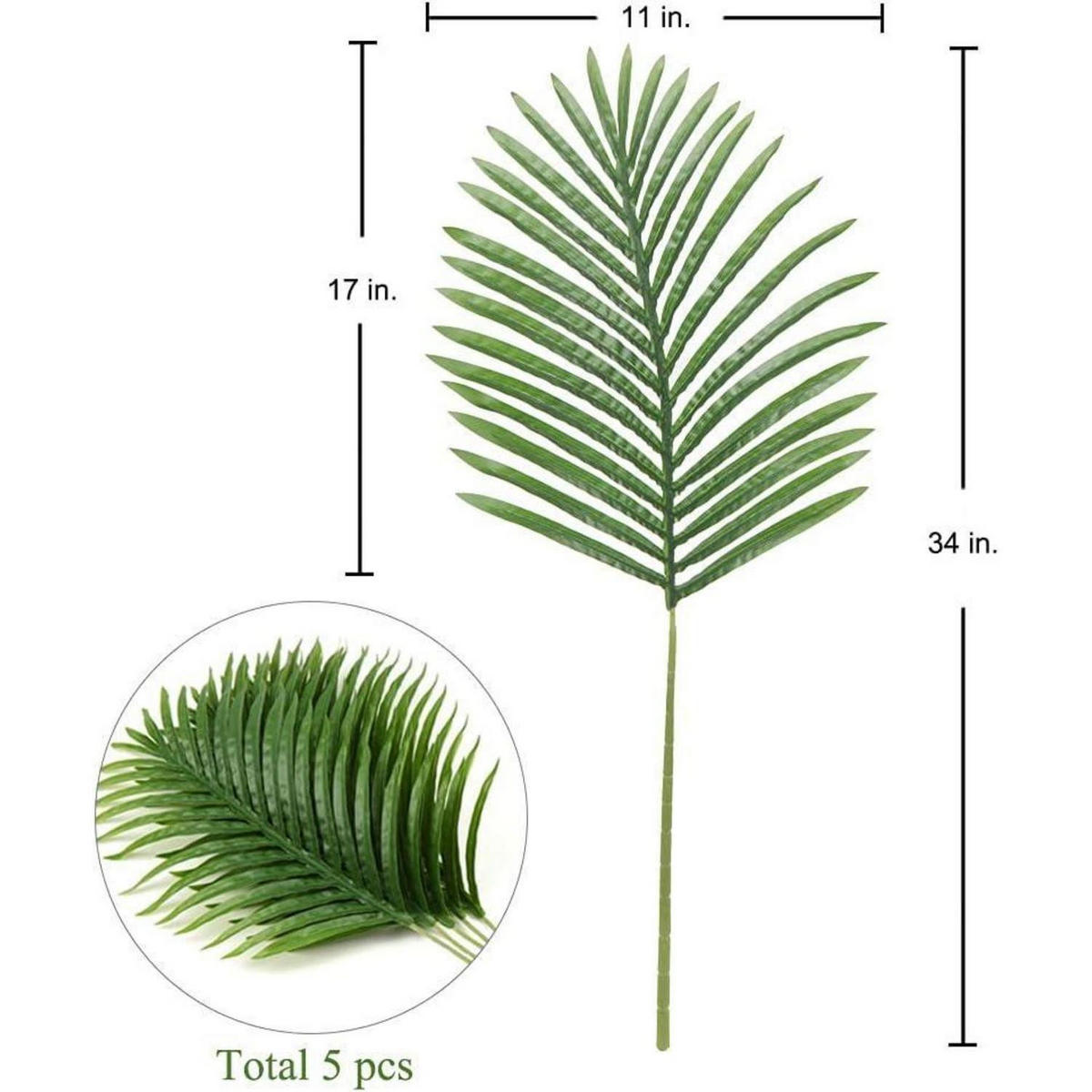KUNSTPFLANZE Palmwedel Set mit 5 Stück 45 cm Grün - Grün, Textil (86.4cm)