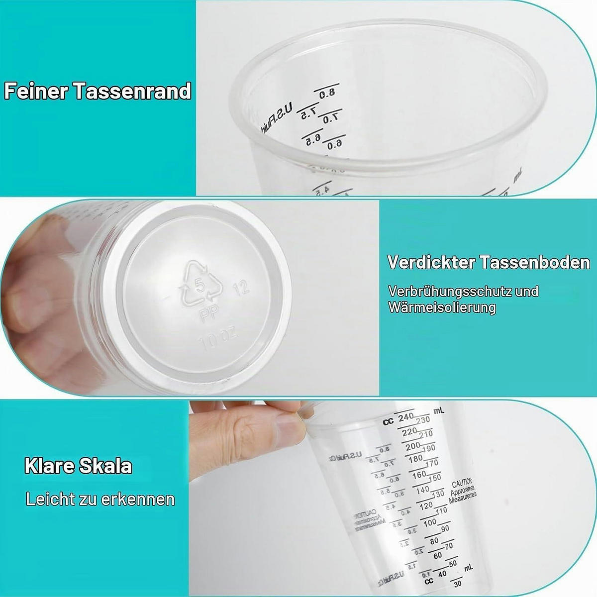 MISCHBECHER 50 Stück 240 ml Set - Transparent, Kunststoff (0.24L)