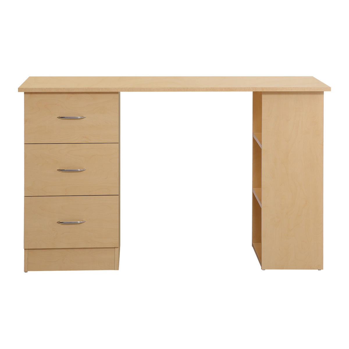 SCHREIBTISCH Hellholzoptik mit Schubladen und Regalfächern 120/49/72 cm - Naturfarben, Holz (49/120/72cm) - PANGIVO