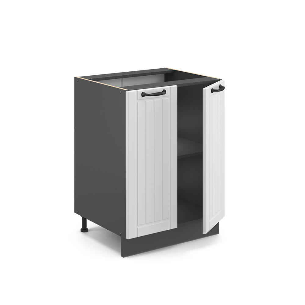 KÜCHENUNTERSCHRANK Fame-Line Weiß Landhaus 60 cm ohne AP - Anthrazit/Weiß, Holzwerkstoff (60/82/51.6cm) - Vicco