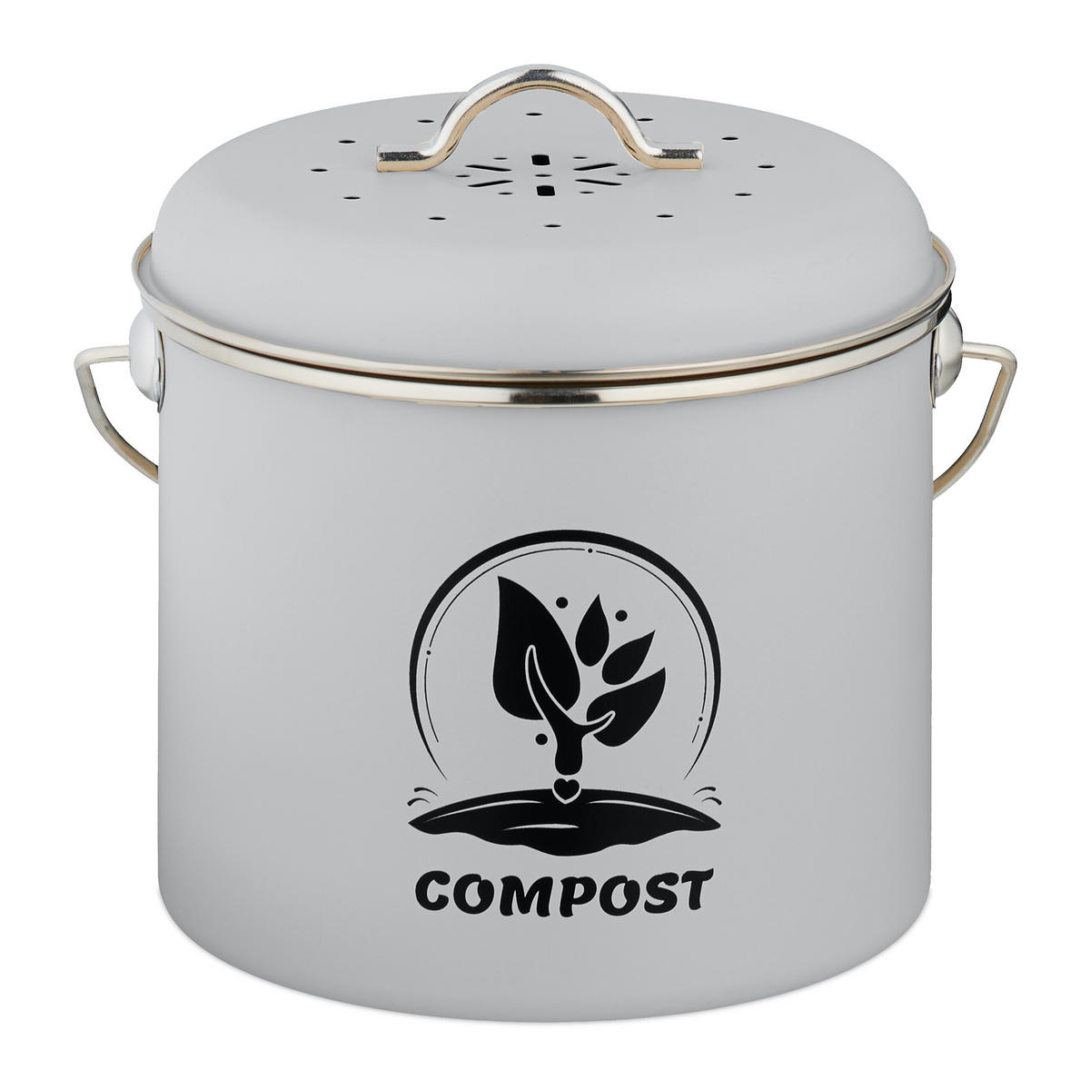 KÜCHEN-KOMPOSTEIMER - Grau, Naturmaterialien/Textil (22/20/19cm) - Relaxdays