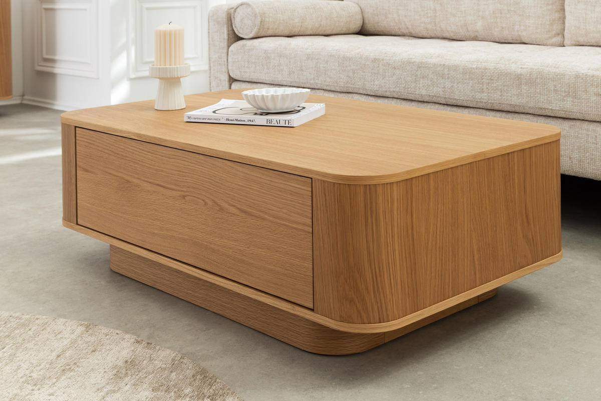 COUCHTISCH VALHALLA WOOD Furnier Natur 100 cm - Braun/Naturfarben, Eichenholz/Holz (60/100/38cm) - riess-ambiente
