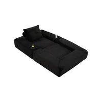 SCHLAFSOFA mit Schlaffunktion, Getränkehalter und Federkern aus Cord - Schwarz, Textil (122/80/98cm) - EVRYAE