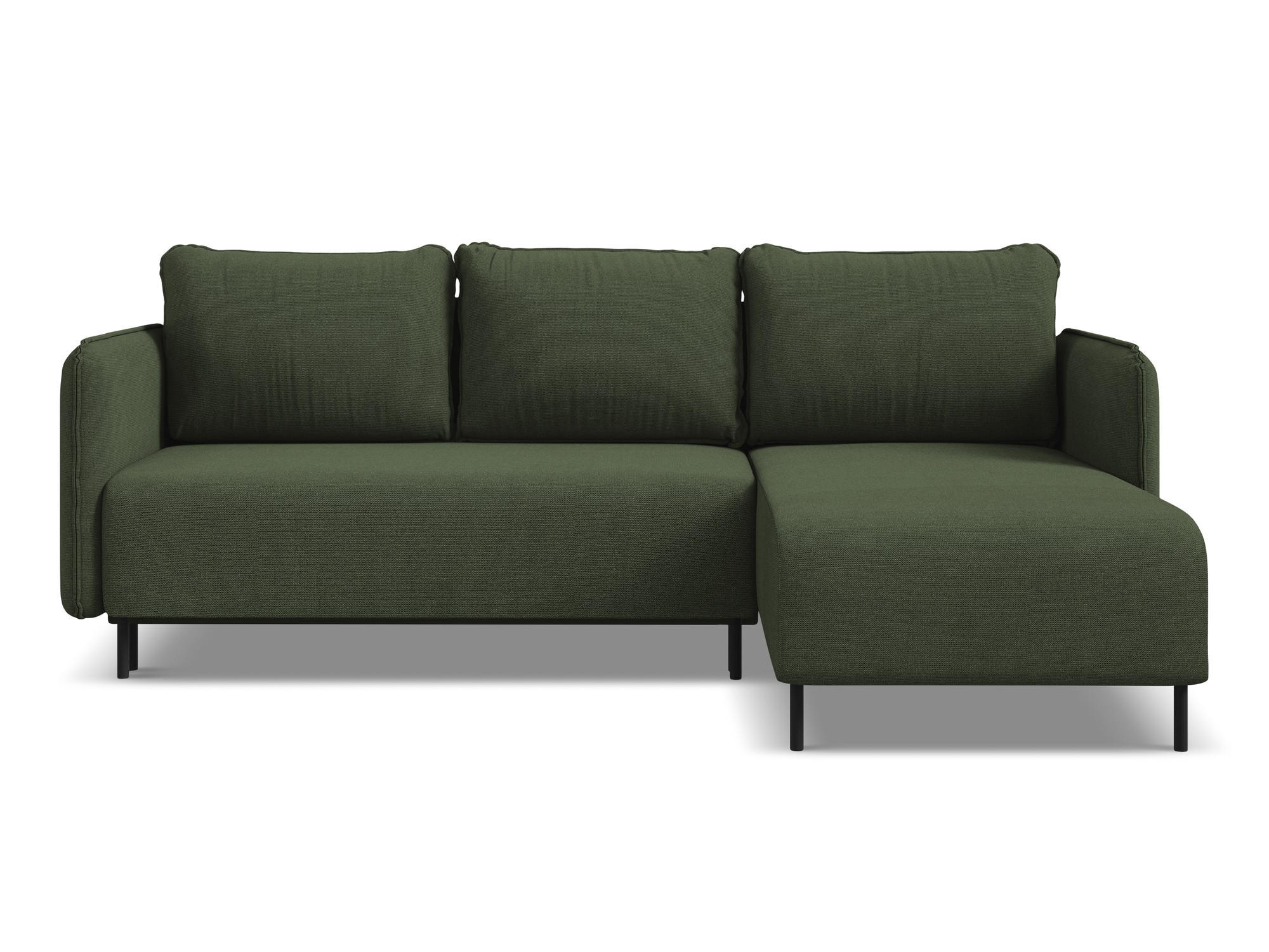ECKSOFA mit Schlaffunktion Strukturstoff Stoff Grün - Schwarz/Olivgrün, Holz/Textil (236/162cm) - Makamii