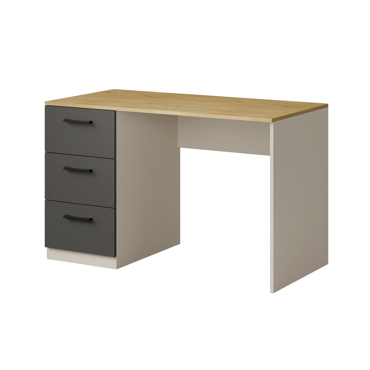 GERADER Schreibtisch mit Schubladen Billz 3S 120 Kaschmir/Eiche Cremona - Kaschmir/Schwarz, Holzwerkstoff/Kunststoff (120/75/60cm) - mzm24
