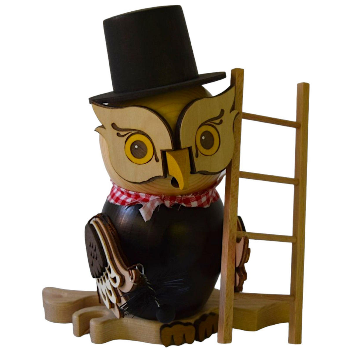 RAUCHFIGUR Eule Schornsteinfeger 15 cm - Multicolor, Holz (10/15/10cm)