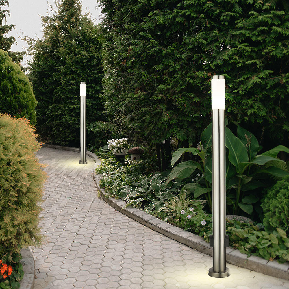 LED STEHLEUCHTE Edelstahl Silber 2er Set - Silberfarben, Metall (12.7/12.7/110cm) - Globo Lighting