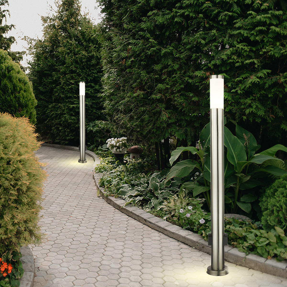 LED STEHLEUCHTE Edelstahl Silber 2er Set - Silberfarben, Metall (12.7/12.7/110cm) - Globo Lighting