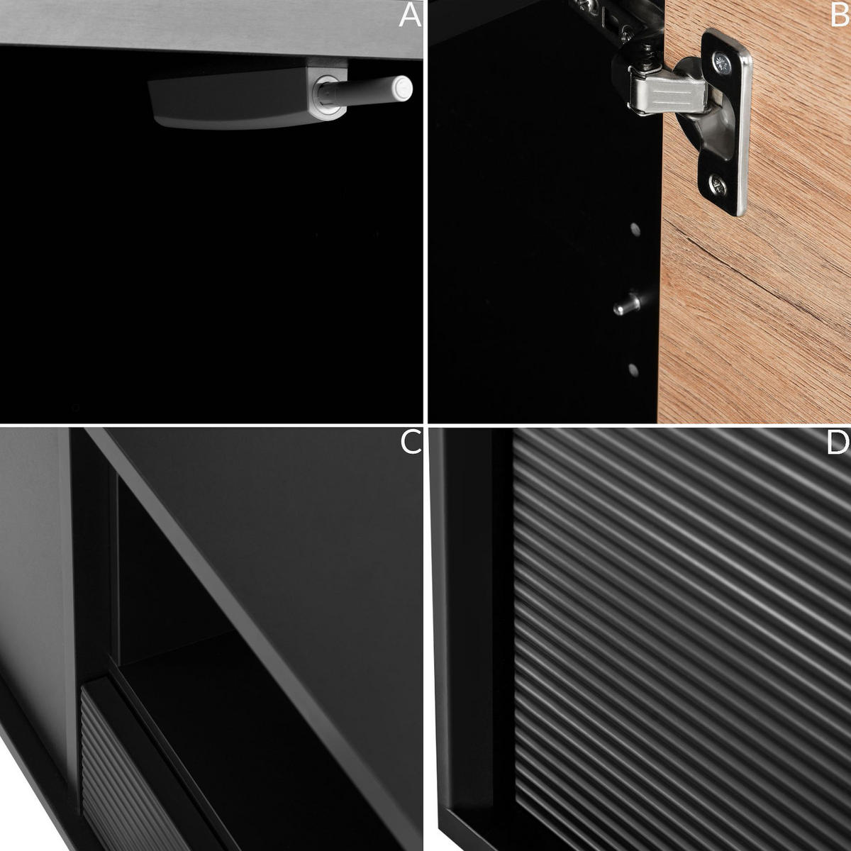 TV-SCHRANK LOFTY Loft-Stil, schwarz - Eichefarben/Schwarz, Holzwerkstoff (152/59/41cm) - KONSIMO®