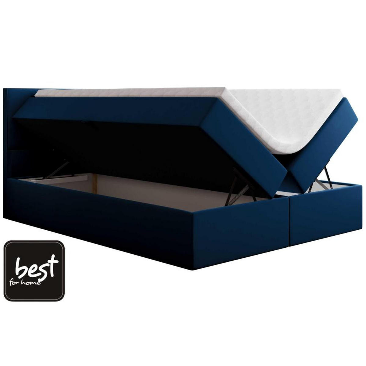 BOXBETT Jubilee Bonellfederkern inkl. Topper - Blau, Holz/Holzwerkstoff (140/200cm) - Best For Home