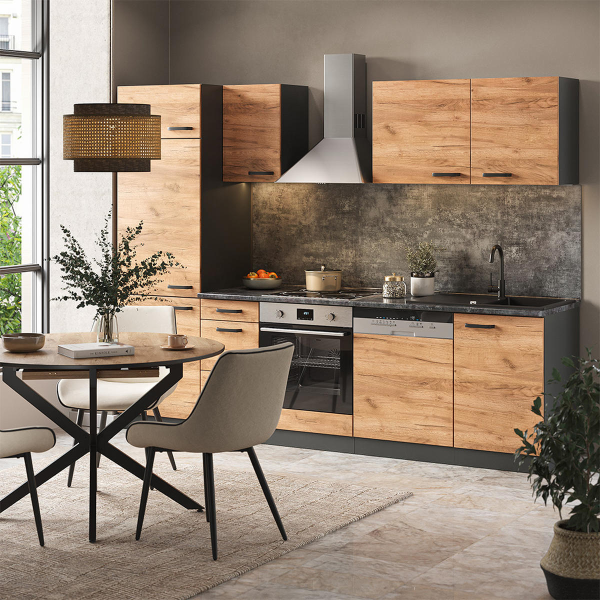 Honigeiche/Anthrazit, Holzwerkstoff (270/81.6/57.1cm) - Vicco