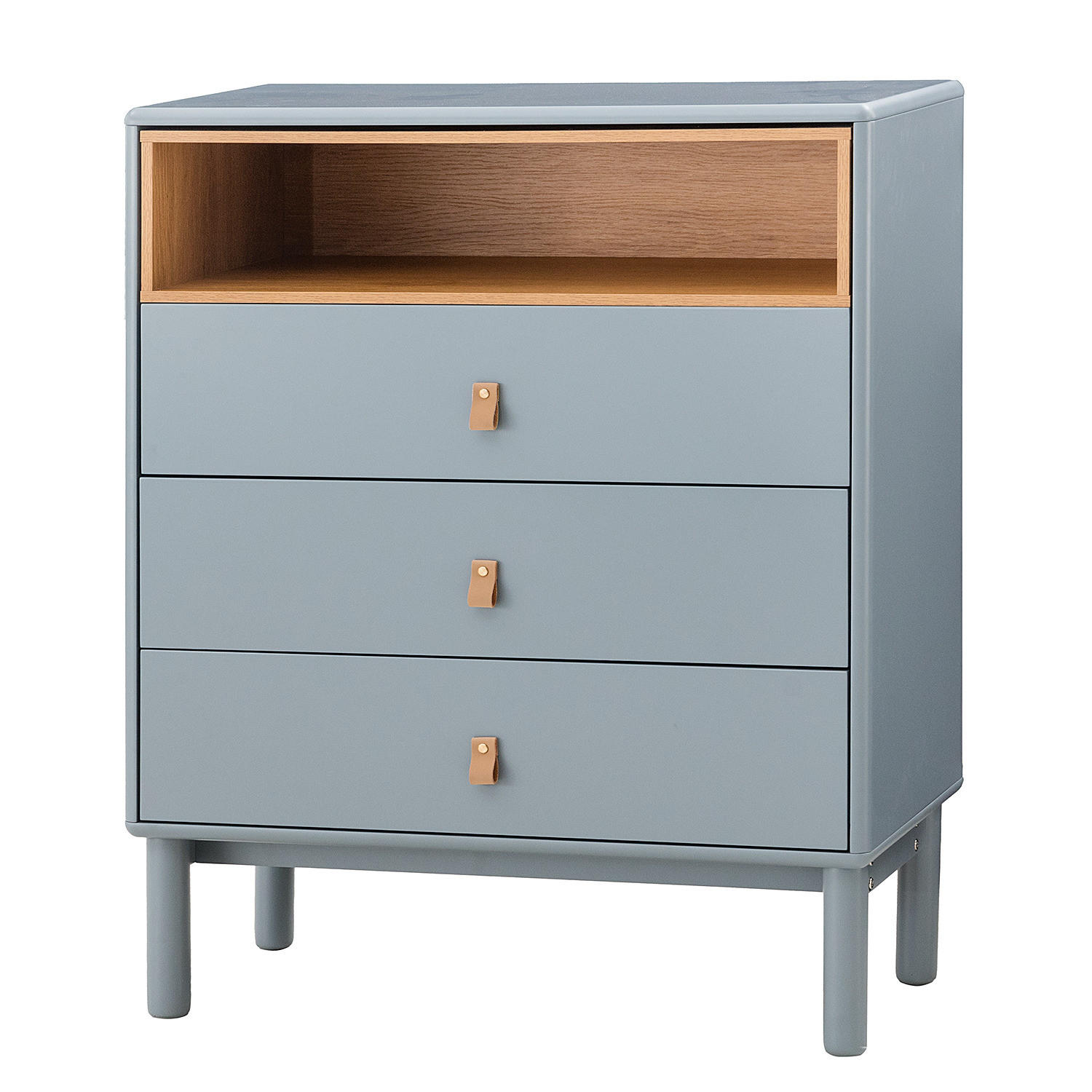 KOMMODE - MDF / Spanplatte - Blaugrau/Braun, Holz/Holzwerkstoff (80/100/40cm) - home24