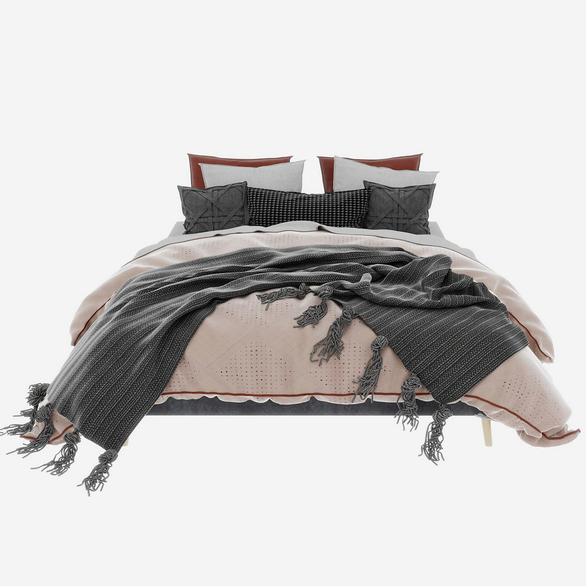 POLSTERBETT 160x200 cm niedrig ohne Stauraum grau - Grau, Textil (160/200cm) - LEBENLANG