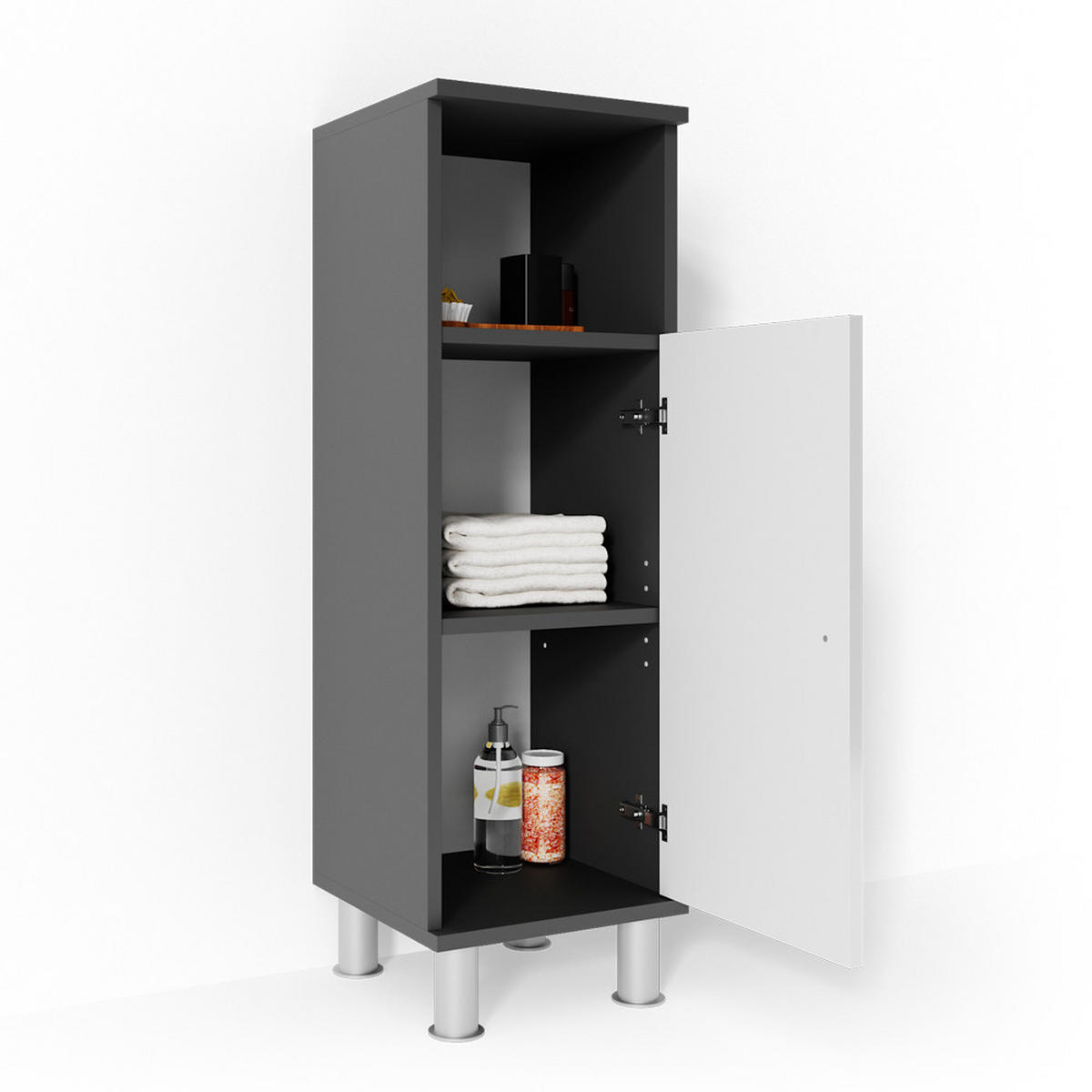 MIDISCHRANK Fynn Anthrazit 30 x 95 cm - Anthrazit/Weiß, Holzwerkstoff (30/95/30cm) - Vicco