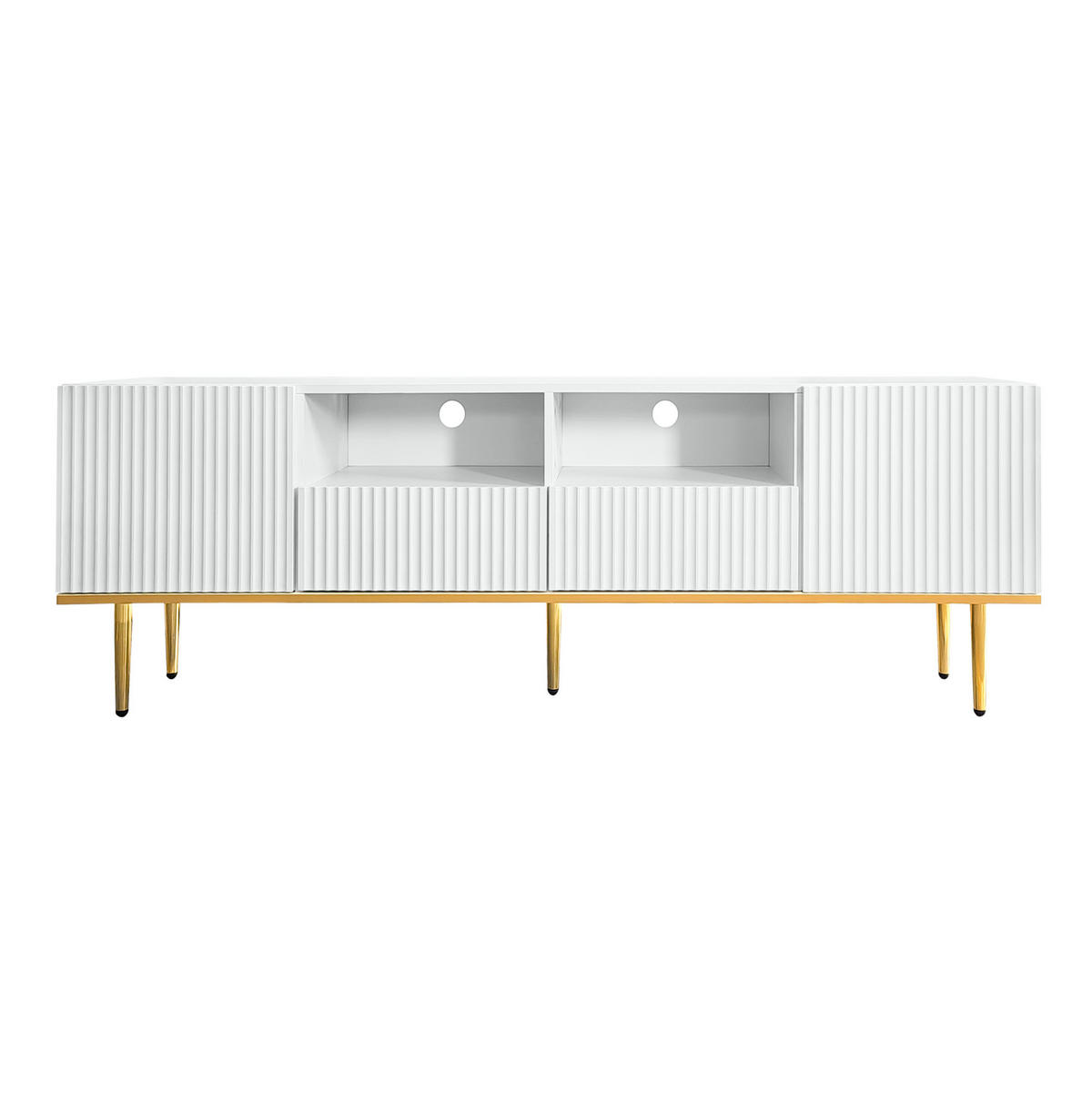 TV-LOWBOARD aus Spanplatte 165x36x55 cm Schwarz-Gold mit 2 Schubladen und 2 Fächern - Weiß, Holzwerkstoff (165/55/36cm) - IVMEU