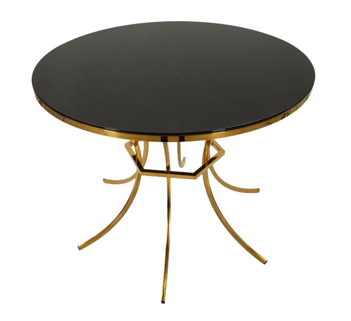 ESSTISCH Shanty, goldfarben und schwarz, Eisen und Glas, 100 x 100 x 80 cm - Goldfarben/Schwarz, Glas/Metall (100/100/80cm) - Mauro Ferretti