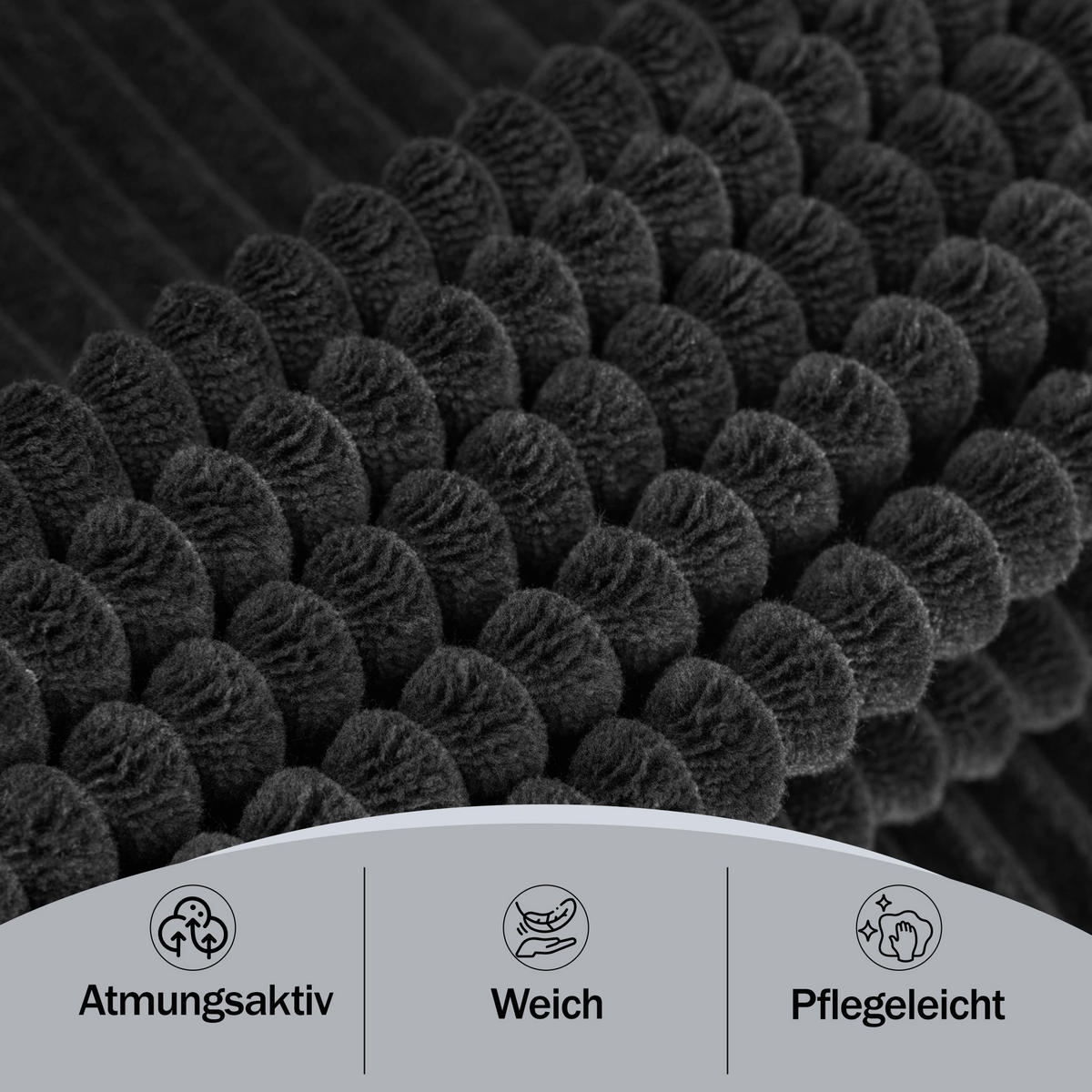 ECKSOFA Cord Schwarz mit 2 Kissen - Schwarz, Textil (235/128cm) - WISHDOR