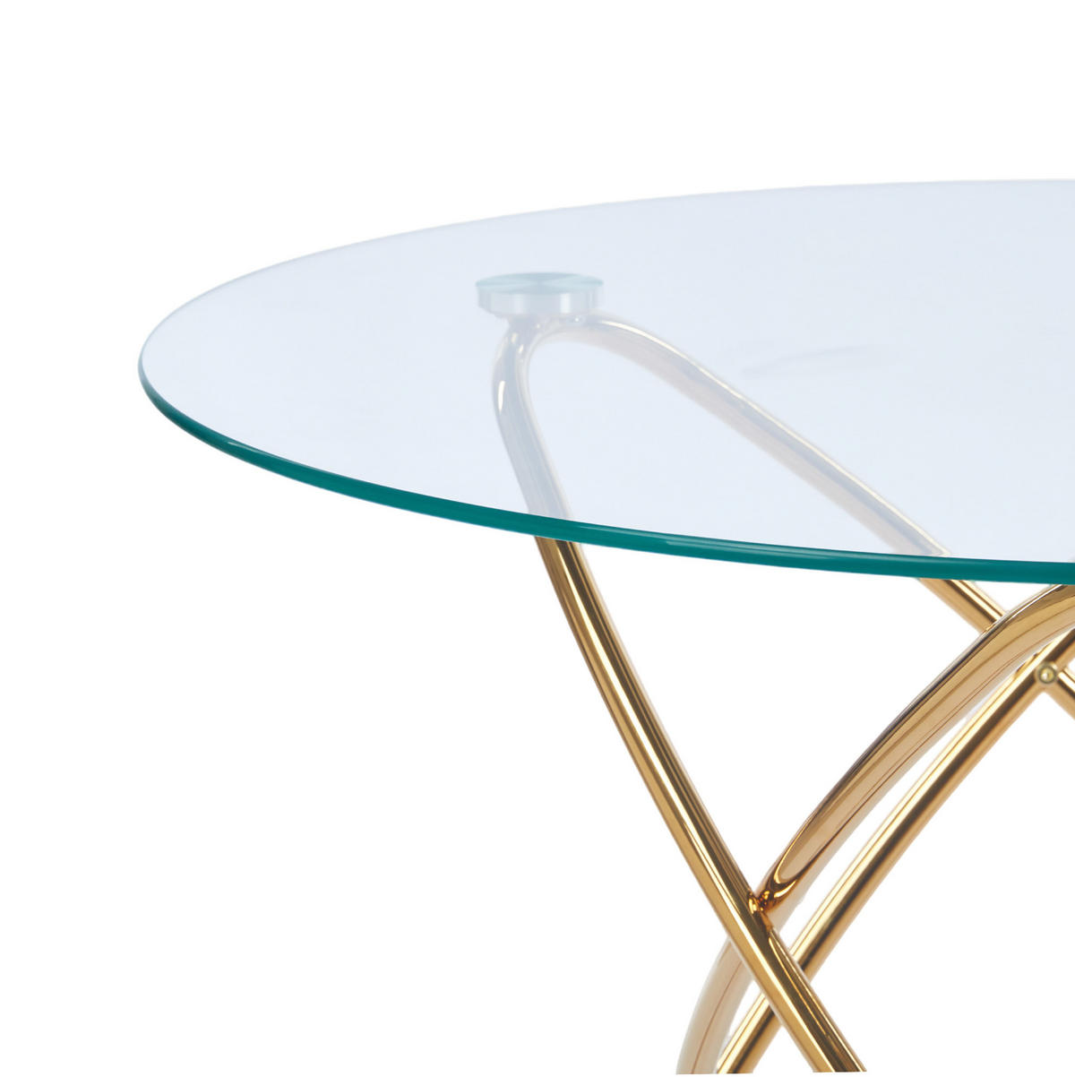 ESSTISCH in Gold mit Glasplatte und Metallgestell,80/80/75 cm - Goldfarben, Metall (80/80/75cm) - Flora Grace