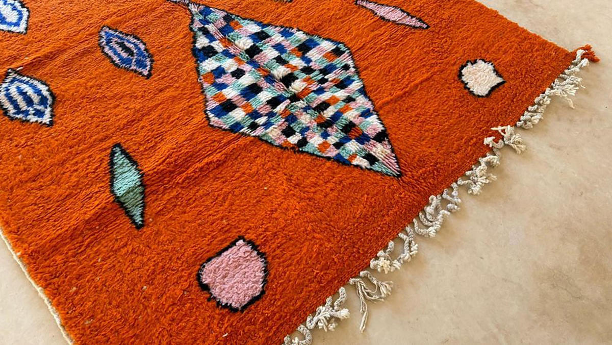 BERBERTEPPICH aus Marokko modern aus Wolle 250x 350 cm - Orange, Naturmaterialien (250/350cm) - AFK Living