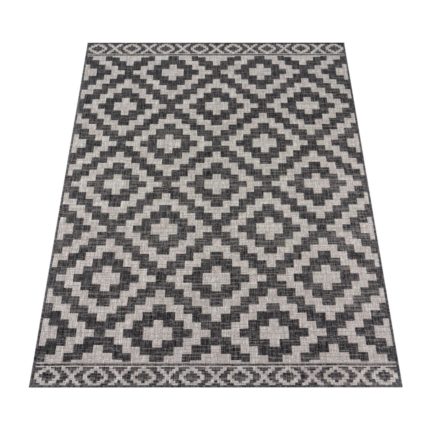 TEPPICH Kurzflor Rauten Wohnzimmer schmutzabweisend Grau Rechteckig 160x220 - Grau, Textil (160/220cm) - KADIMA DESIGN
