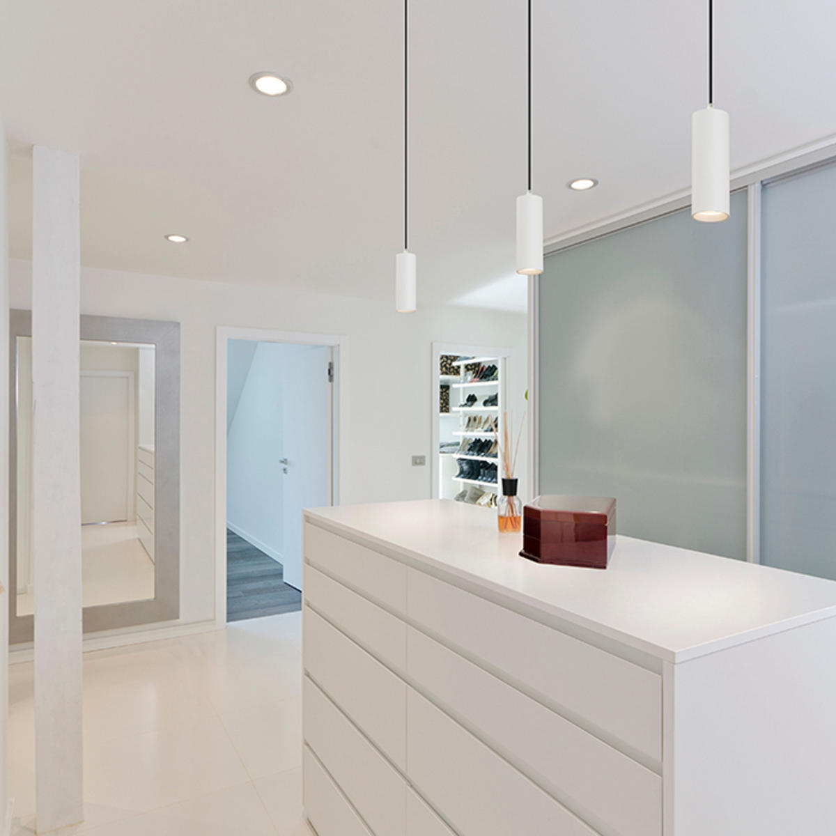 PENDELLEUCHTE MAVRO Weiß 12 W - Weiß, Metall (30/30/120cm) - Rendl