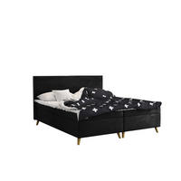 BOXBETT Mit Bettkasten Matratze + Topper BELLA Stoff Riviera Schwarz 180x200 cm H3-Bonell - Schwarz, Holz (180/200cm) - Kaiser Möbel