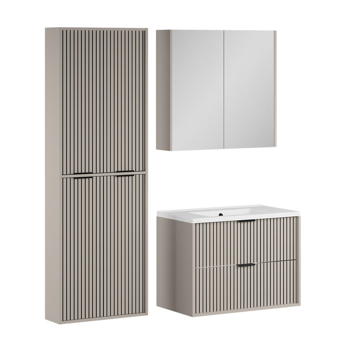 BADMÖBEL-SET Ruford Cashmere 4 Teile - Kaschmir, Holzwerkstoff (80/57/45cm) - Vicco