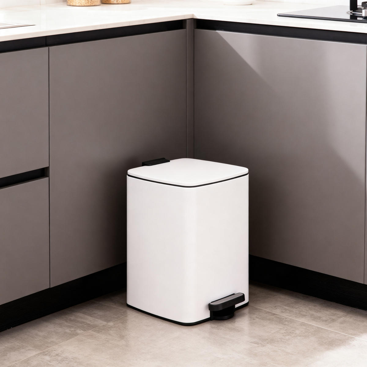 MÜLLEIMER - Weiß, Kunststoff/Metall (25/33/30cm) - Relaxdays