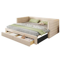 AUSZIEHBARES Polsterbett aus Baumwolle und Leinen 90x190 cm Beige, erweiterbar auf 180x190 cm - Beige, Textil (90/190cm) - IVMEU