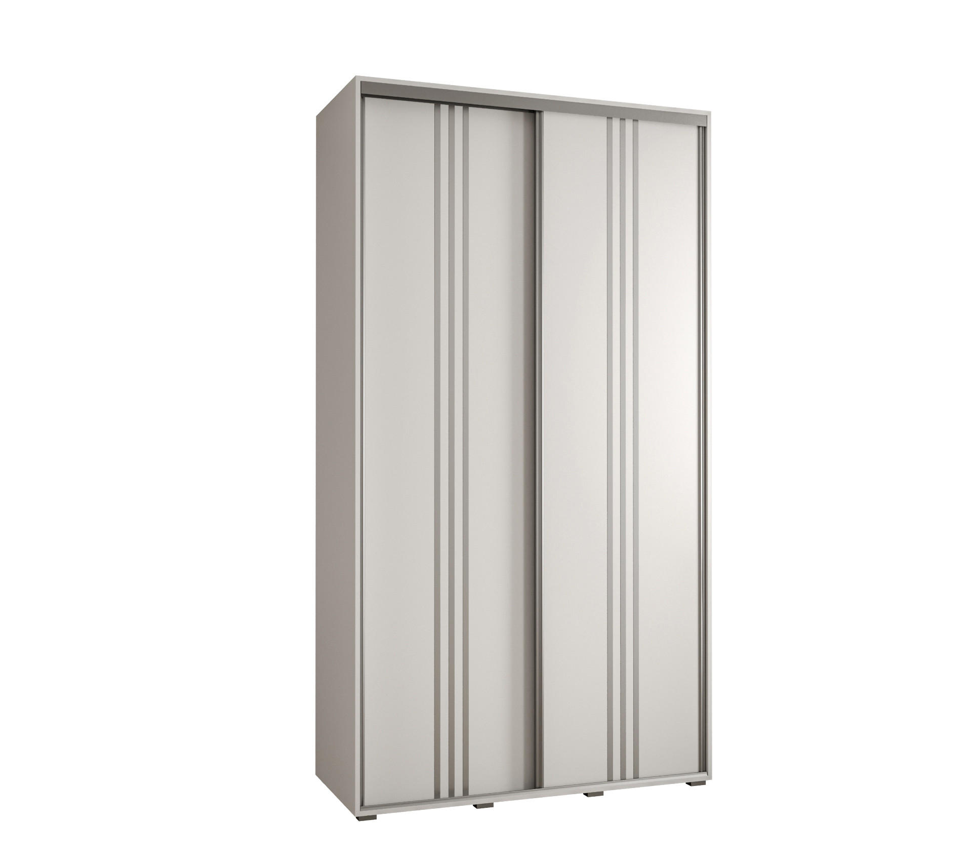 Abiks Möbel Schwebetürenschrank Weiß, Weiß, Silber 130x235x60 cm