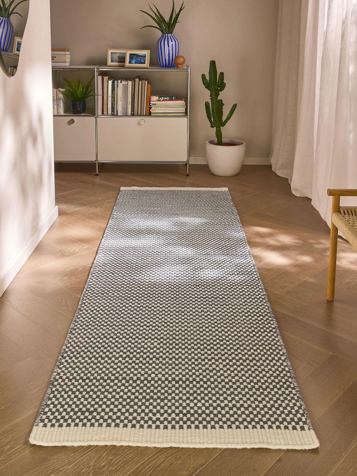 WOLLTEPPICH-LÄUFER Laura handgewebt 80/250 cm - Grau, Naturmaterialien/Textil (80/250cm) - benuta Pure