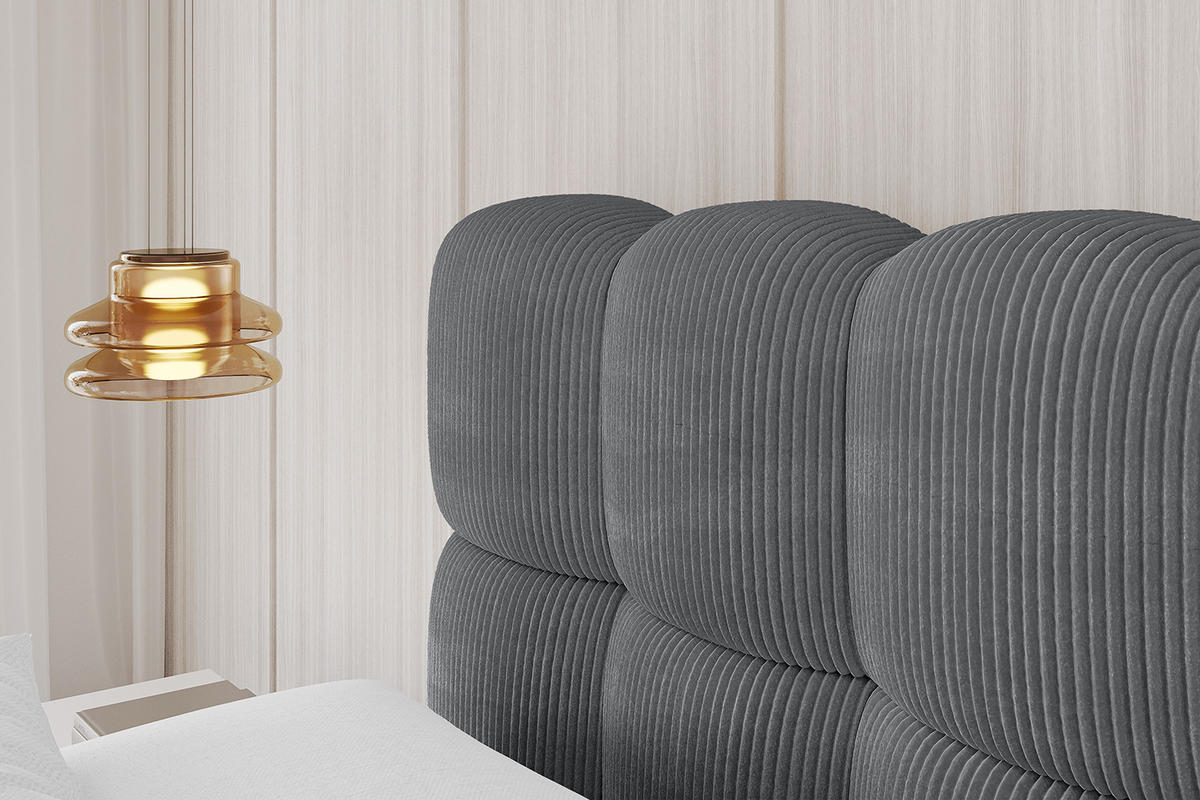 POLSTERBETT mit Bettkasten, Fußteil und Lattenrost, Bett mit Matratze H3/H4 - LEYA-Z 120x200 Dunkelgrau - Anthrazit, Holzwerkstoff/Textil (120/200cm) - ALTDECOR