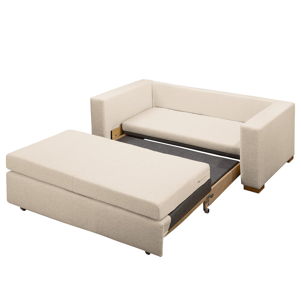 SCHLAFSOFA - Hellbraun/Kaschmir, Textil (153/90/90cm) - home24