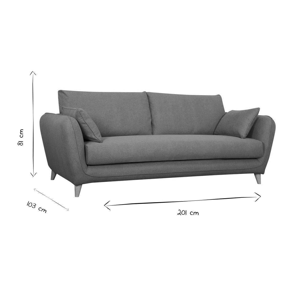 SCHLAFCOUCH Skandinavisch Kumingelb Matratze 10cm 3-Sitzer CREEP - Gelb, Textil (103/81/201cm) - Miliboo