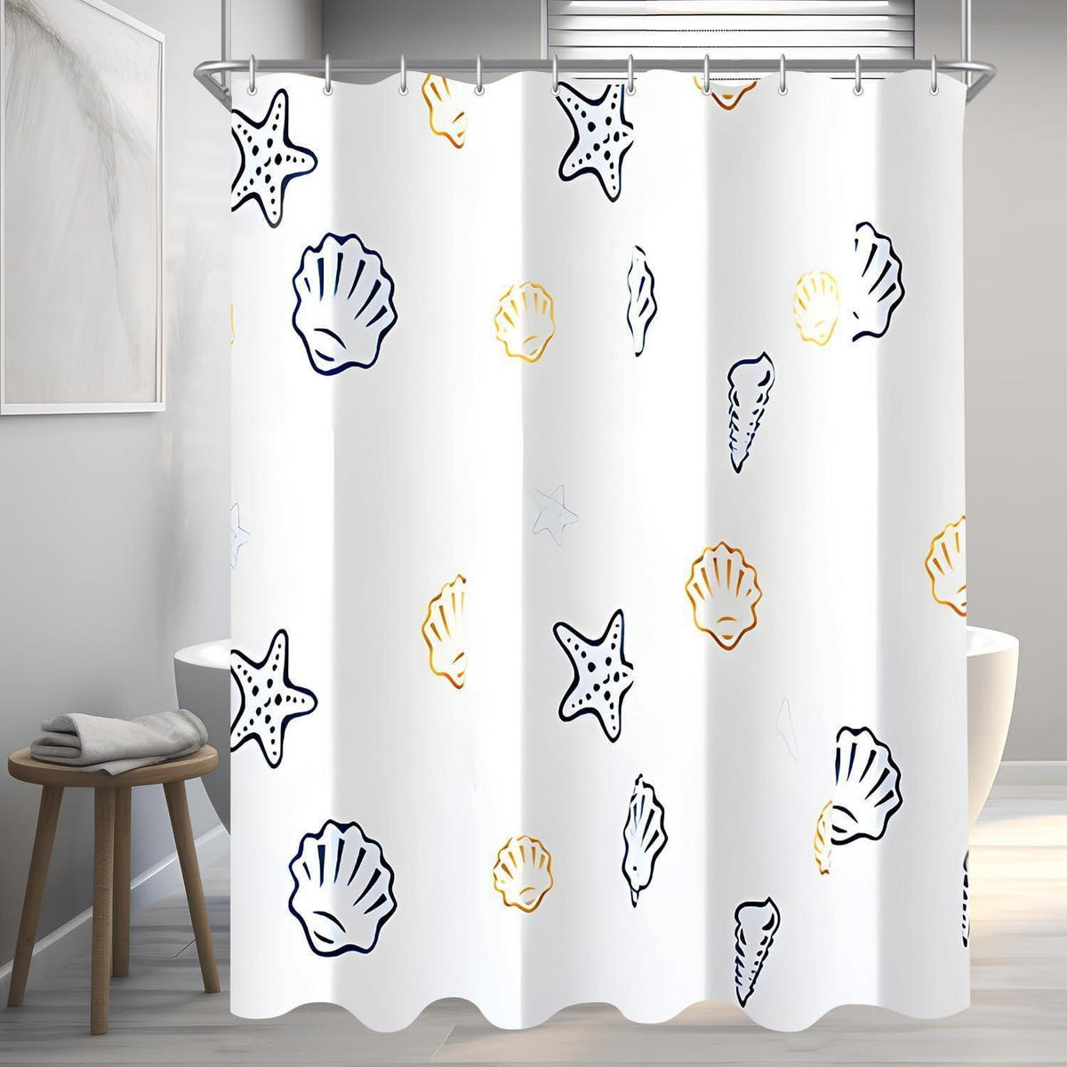 DUSCHVORHANG Klein Ozeanstern 240 x 200 cm - Multicolor, Textil (240/200cm)