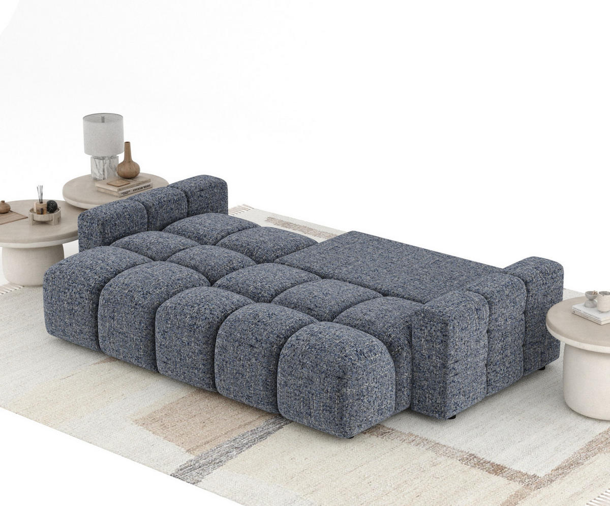 ECKSOFA MIT SCHLAFFUNKTION Ucci Marineblau Webstoff - Schwarz/Dunkelblau, Holz/Holzwerkstoff (233/142cm) - Maison de Reve