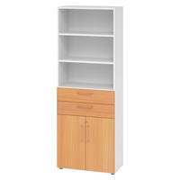 KOMBISCHRANK - mit Schubladen 42/80/215,6 cm in Weiß/Buchefarben - Buchefarben/Weiß, Holzwerkstoff (80/215.6/42cm) - bümö