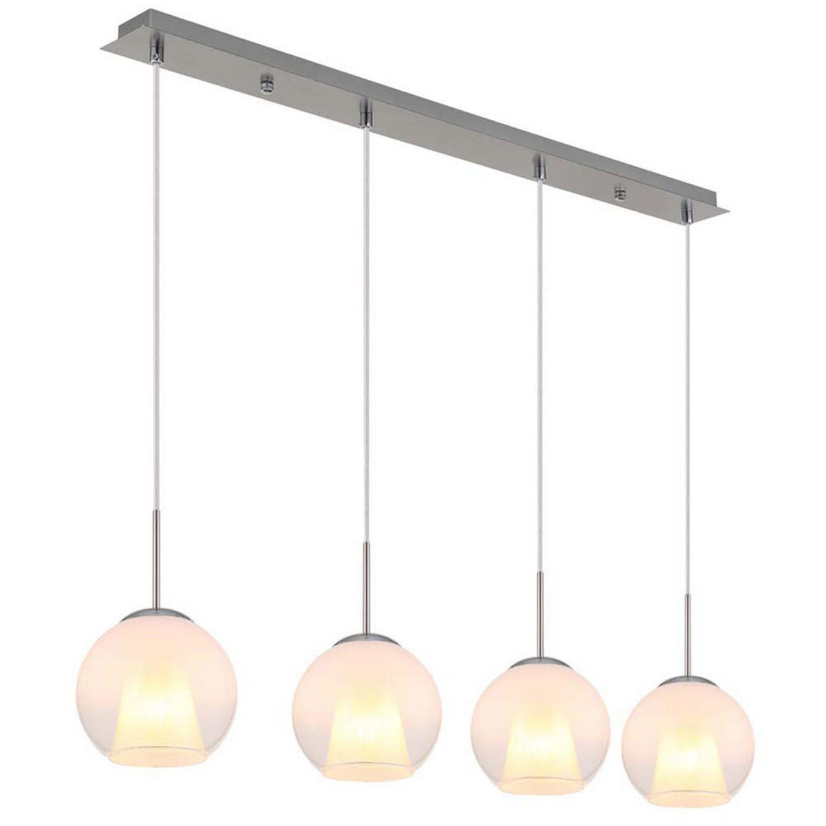HÄNGELEUCHTE BARRY Metall, Silber, 4-flammig - Silberfarben, Glas (100/18/120cm) - Globo Lighting