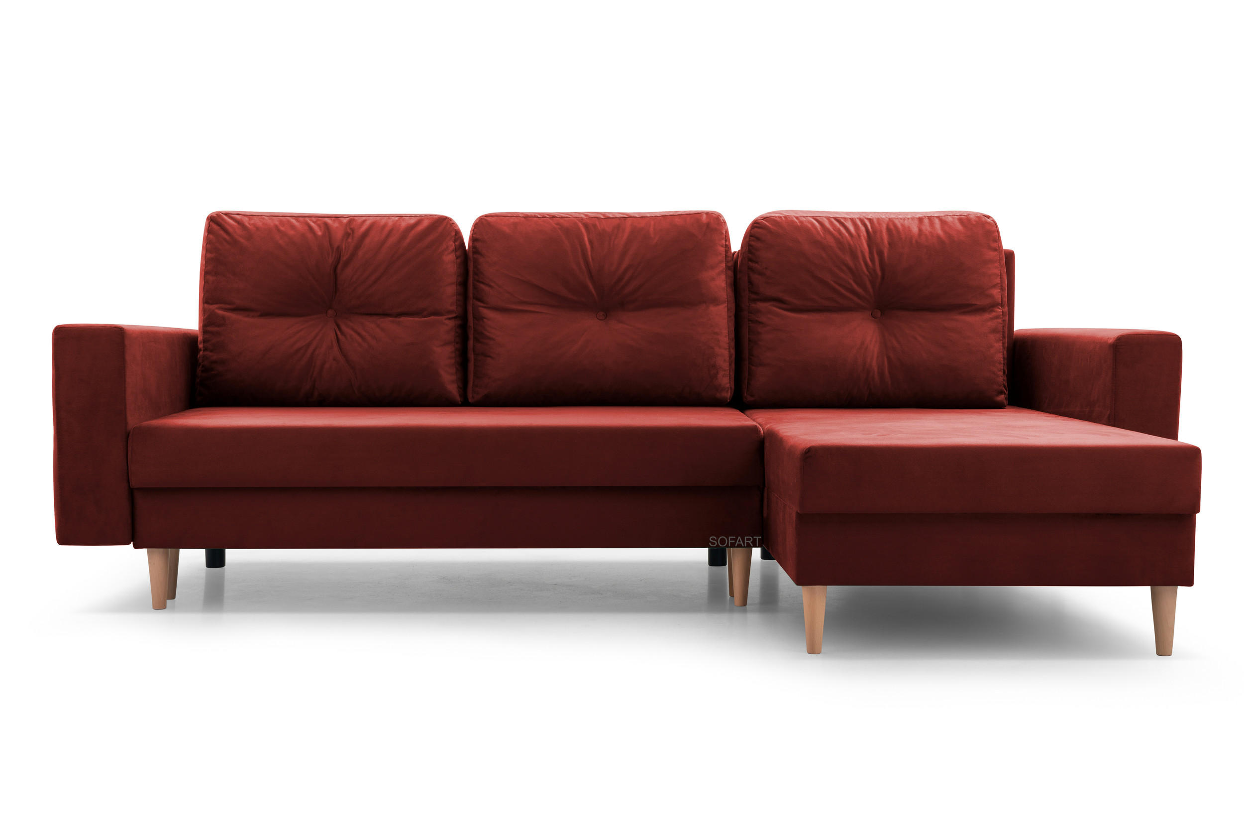 ECKSOFA Carl L - Weinrot - Weinrot, Holz (232/137cm) - Möblo