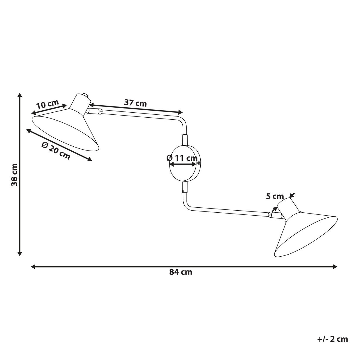 WANDLAMPE Schwarz Kadassa - Goldfarben/Schwarz, Metall (84/38/20cm) - Beliani