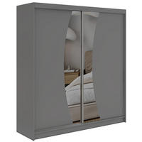 SCHWEBETÜRENSCHRANK 200 - VERONA - Grau mit Spiegel - Alufarben/Grau, Holzwerkstoff/Metall (200/216/61cm) - MKS