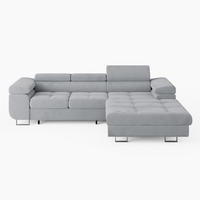 ECKSOFA VEMO CORE Rechts Hellgrau Velours-Stoff mit Schlaffunktion und Bettkasten - Hellgrau, Holz/Metall (280/205cm) - Barchello