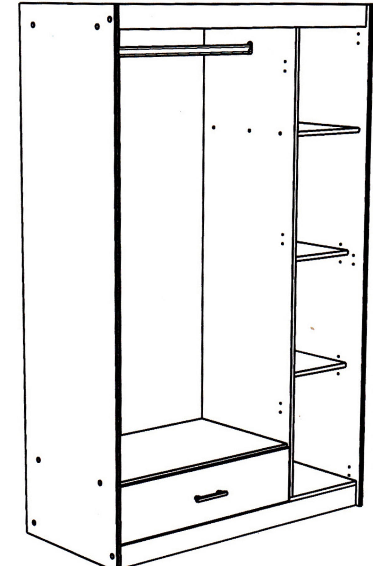 JUGENDZIMMER Set 6-tlg Kleiderschrank Schreibtisch Bett 90x200 - Silberfarben/Weiß, Holz/Holzwerkstoff (90/179/200cm) - Parisot Meuble