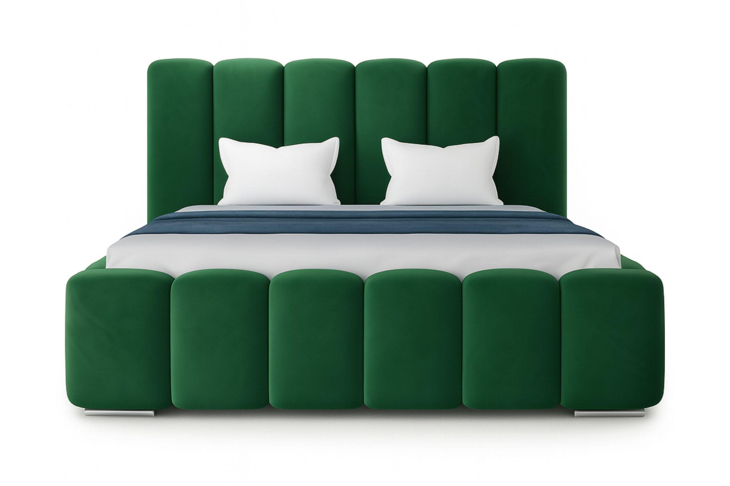 POLSTERBETT BARON mit Kopfteil, 200 x 200 cm, Doppelbett mit Bettkasten und Lattenrost aus Metall, Velourstoff, Frabe: Grün - Grün, Holz/Kunststoff (200/200cm) - Agmat-Furniture