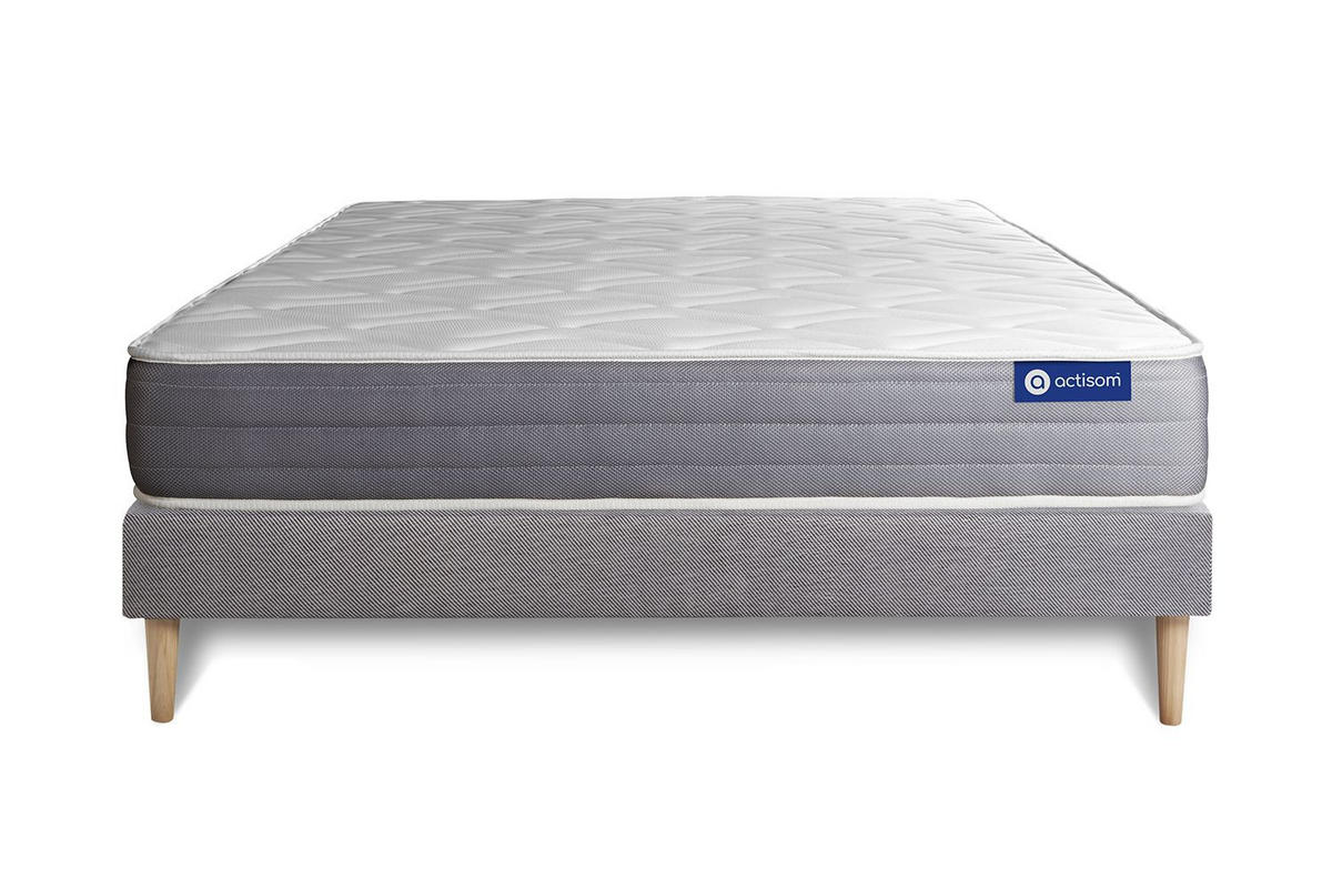 BETT Actiflex dream Taschenfederkern und Memory-Schaum 160 x 210 cm h1 - Kit Bettgestell Grau - Beige/Grau, Holz (160/210cm) - ACTISOM