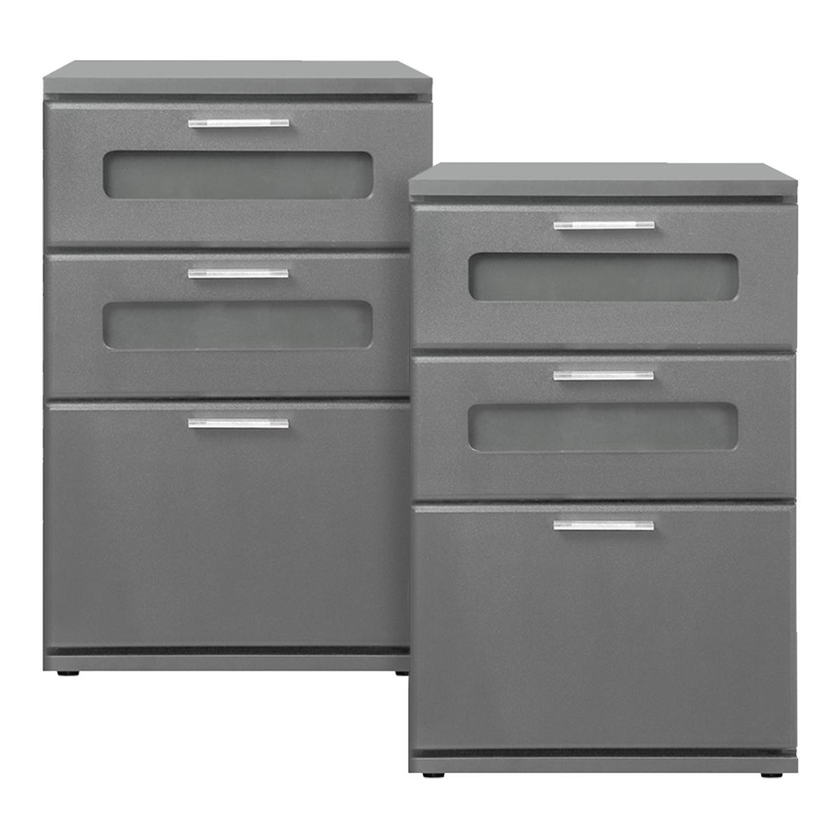 NACHTTISCH rechteckig Grau 40/60/38 cm - Grau, Holzwerkstoff (38/48/40cm) - ML-DESIGN