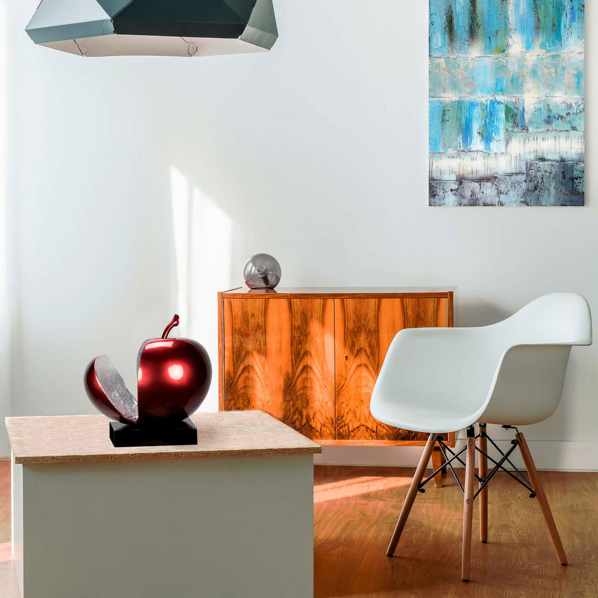 SKULPTUR Rot 51/54 cm - Rot/Silberfarben, Stein (11.2/54/40cm) - KUNSTLOFT