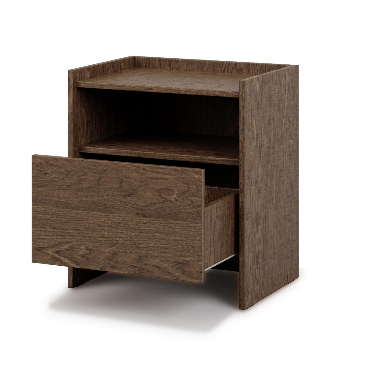NACHTTISCH Juni mit 1 Schublade, 50 cm, Baltic Storm Eiche - Dunkelbraun, Holzwerkstoff (53/60/38cm) - Beautysofa